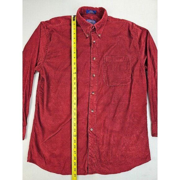 Pendleton Size Medium Mens Burgundy Corduroy Button Down Long Sleeve Shirt - Picture 9 of 10